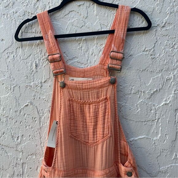 PILCRO Bib Shortalls Women 6 Gauze Peach Anthropologie - Picture 2 of 10